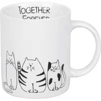 Könitz 2er-Set: Kaffeetassen "Funny cats" in Weiß/ Schwarz - 330 ml - onesize