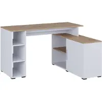 Vicco Eckschreibtisch Rudy Weiß/Artisan 135 x 110 cm mit Regalen, Model 57324