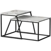 Vicco Couchtisch-Set Myra Schwarz/Marmor-Weiß 60 x 50 cm 2 Teile, Model 56366