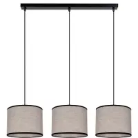 Licht-Erlebnisse Hängeleuchte Metall Stoff E27 H: max. 85 cm Schwarz Beige 3-flammig länglich Modern