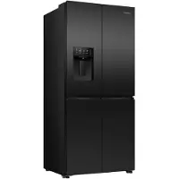 Hisense Hi5 Freistehend Flügeltürkühlschrank, Schwarz, 483 l, Freistehend, Amerikanische Tür, Schwarz, LED, An Tür, R600A
