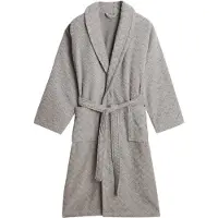 Gant Unisex Bademantel - JACQUARD HERRINGBONE ROBE, Schalkragen, Fischgrätmuster Grau 2XL