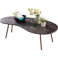 Wohnling Couchtisch JAI 122x34,5x63 cm Akazie mit Metallbeinen Kupfer Nierentisch Massivholz Grau Holztisch Tischbeine Metall Cooler Massivholztisch