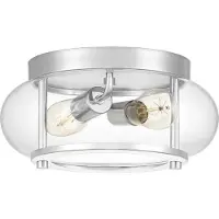 Elstead Lighting Deckenleuchte, 2-Flammig, Stahl chrom, Glas, IP44, D 30,5 cm