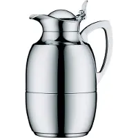 Alfi Isolierkanne "JUWEL, mit Hartglaseinsatz", 1,00 l, (1 St.), 12h heiß & 24 kalt, locker aufliegendes Scharnier-Deckelsystem