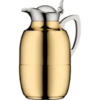 Alfi Isolierkanne "JUWEL, mit Hartglaseinsatz", 1,00 l, (1 St.), 12h heiß & 24 kalt, locker aufliegendes Scharnier-Deckelsystem