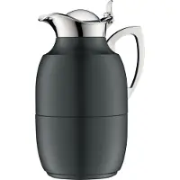 Alfi Isolierkanne "JUWEL, mit Hartglaseinsatz", 1,00 l, (1 St.), 12h heiß & 24 kalt, locker aufliegendes Scharnier-Deckelsystem