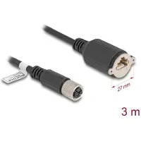 DeLOCK M12 Kabel X-kodiert 8 Pin Buchse zu RJ45 Buchse zum Einbau Cat.6A S/FTP 3 m schwarz, 3 m, Cat5e, F/UTP (FTP), M12, RJ-45, Schwarz