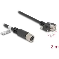 DeLOCK M12 Kabel X-kodiert 8 Pin Buchse zu RJ45 Stecker mit Schrauben Cat.6A S/FTP 2 m schwarz
