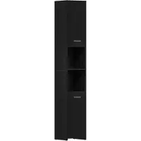 vidaXL Badschrank Schwarz Eichen-Optik 30x30x183,5 cm Holzwerkstoff