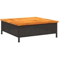 vidaXL Gartentisch Schwarz 70x70x25 cm Rattan und Akazienholz