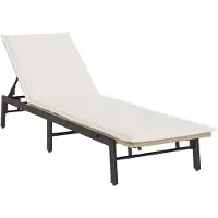 vidaXL Sonnenliege mit Auflage Beige Poly Rattan