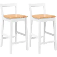 vidaXL Barhocker 2 Stk. Weiß Massivholz Gummibaum