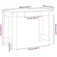 vidaXL Schreibtisch Sonoma-Eiche 100x45x75 cm Holzwerkstoff