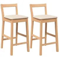 vidaXL Barhocker mit Kissen 2 Stk. Natur Massivholz Gummibaum