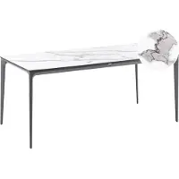 Beliani Gartentisch Weiß u. Dunkelgrau HPL-Platte Marmor Optik Rechteckig 180x90 cm mit Metallgestell Aluminium Modern Outdoor Esstisch für 6 Personen