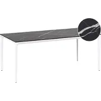 Beliani Gartentisch Schwarz u. Weiß HPL-Platte Marmor Optik Rechteckig 180x90 cm mit Metallgestell Aluminium Modern Outdoor Esstisch für 6 Personen