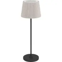 Eglo LED Akku Tischleuchte Leonero, Tischlampe kabellos, schwarz-beige Nachttischlampe, touch dimmbar, USB aufladbar, warmweiß-neutralweiß