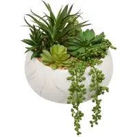 Atmosphera Sztuczne sukulenty w ceramicznej doniczce z marmurowym wzorem, wys. 18 cm