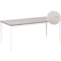 Beliani Gartentisch Hellgrau u. Weiß HPL-Platte Holzoptik Rechteckig 180x90 cm mit Metallgestell Aluminium Modern Outdoor Esstisch für 6 Personen