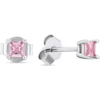 Brilio Silver Silver stud earrings with light pink zircons EA592WP