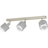 Eglo Deckenstrahler Bellizzi, Deckenlampe 3-fach, Deckenleuchte mit schwenkbaren Spots aus Textil in Grau und Weiß, Deckenspots mit E14 Fassung