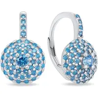 Brilio Silver Stunning silver earrings with blue zircons EA14