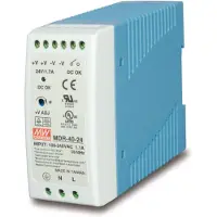 Planet Industrial Din-Rail Power Supply 40W, 24V DC Single Output, -10 60 degrees C, 40 W, 100-240 V, 50 - 60 Hz, 1.1 A, Überspannung, Überlastschutz, Kurzschluß, Blau, Weiß