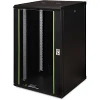 Digitus Netzwerk-Schrank 19 zoll 20 HE - Wandmontage - 600 mm Tiefe - Traglast 100 kg - Unique Serie - Glastür - Schwarz