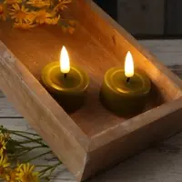 Deluxe Home Art LED Teelichter MIA - realistische 3D Flamme - D: 4,1cm - inkl. Batterien - olivg...
