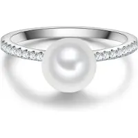 Rafaela Donata Ring aus Sterling Silber mit Zirkonia Muschelkernperle in silber | Gr.: 60