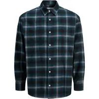 Jack & Jones Langarmhemd "JCOCOVER CHECKED FLANNEL SHIRT LS", Herren, Gr. M, N-Gr, pageant blau checks:shadow, Web, Obermaterial: 100% Baumwolle, kariert, relaxed fit normal, Hemden Langarmhemd