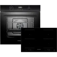 Respekta Backofen Herd Kochfeld Schwarz Induktion 77cm Timer 2 Flexzonen Slider
