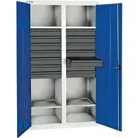 Stumpf & Kossendey Stumpf Werkzeugschrank 14 Schubladen 4 Fachböden 1800x1000x500mm grau enzianblau