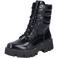 Rieker Damen Stiefelette glänzend mit Konfetti-Sohle und Warmfutter Y3330, Größe:41 EU, Farbe:Schwarz