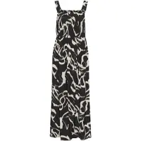 Kaffe Midikleid "Damen Kleid KAmartha", Damen, Gr. 36, N-Gr, schwarz (schwarz, nature organic lines), Obermaterial: 50% Viskose CV. 50% Viskose LENZING ECOVERO CV LenzEcov., Kleider Midikleid