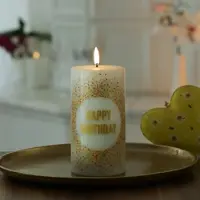 Uyuni LED Kerze HAPPY BIRTHDAY Geburtstagskerze H: 15cm in weiß, gold | Gr.: onesize