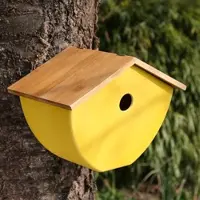 MARELIDA Vogelhaus - Nistkasten - Bambus - H: 20,5cm - L: 28cm - gelb
