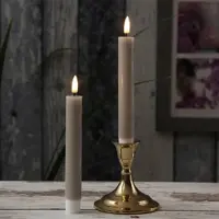 Deluxe Home Art 2x LED Stabkerzen Mia Tafelkerzen Echtwachs H: 15cm in sandfarben | Gr.: onesize