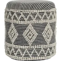 FineBuy Sitzhocker Polsterhocker Wolle Rund Grau 40 cm Boho Hocker mit Stauraum