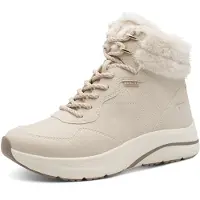 Tamaris Damen Stiefelette Plateausohle Fellbesatz DuoTex 1-26278-45, Größe:38 EU, Farbe:Beige