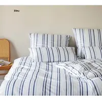 Elegante Mako-Jersey Bettwäsche Waterstripe - 155x220 cm + 40x80 cmbleu