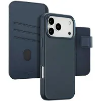Accezz Apple iPhone 17 Pro Max Hülle - Echtes Leder - - 2 in 1 Case/Klapphülle - Dunkelblau