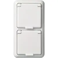 ELSO Steckdose 2-fach komplett 16A FASHION IP44 Schraubklemme reinweiß 235414
