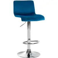 CLP Barhocker Hover Samt blau/Metall in Chromoptik