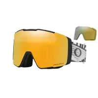 Oakley - Skibrille mit 2 Bildschirmen - Line Miner Pro L Black Forge Prizm 24K & Prizm Sage Gold - Weiß