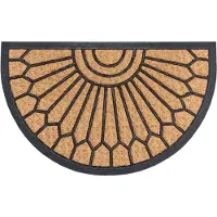 Hanse Home Fußmatte "Mix Mats Gummi-Kokos Halbrund Geometric Ornament, Türmatte", halbrund, 15 mm Höhe, Kokos, Gummi, Schmutzfangmatte, Outdoor, Rutschfest, Innen, Kokosmatte
