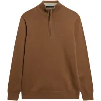 Superdry für Herren. M6110690A Essentials Pullover mit halbem Reißverschluss braun (L), Lässig, Baumwolle