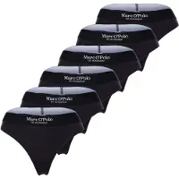 Marc O'Polo String "String 6er Pack", Damen, Gr. S, schwarz, Obermaterial: 95% Baumwolle CO(Bio). 5% Elasthan EL., Unterhosen String