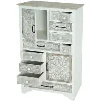 Mendler Apotheker Kommode HWC-J48, Schrank Schubladenkommode, Holz Schubladen, Shabby-Look Vintage 150x81x40cm, weiß-braun